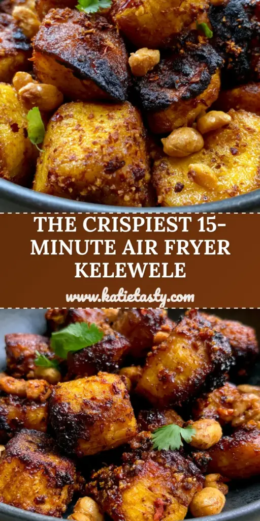 Kelewele: The Ultimate Spicy Ghanian Fried Plantains with Ginger and Cloves 4 Close-up of spicy Kelewele plantains in a dark bowl with roasted peanuts and cilantro garnish. (Kelewele)