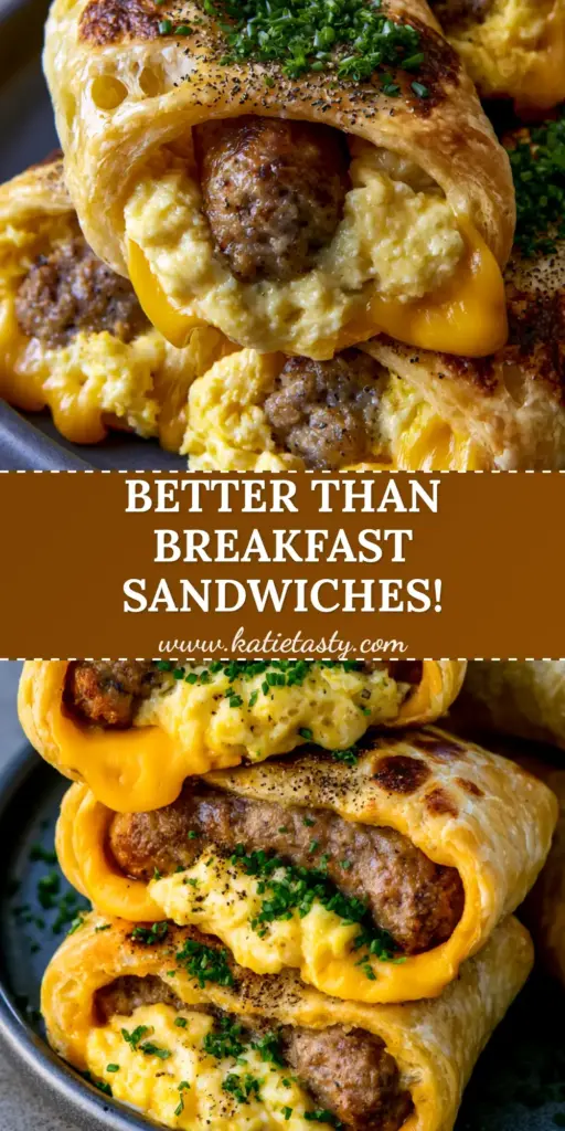 Sausage Egg and Cheese Roll-Ups: The Ultimate Flaky Air Fryer Breakfast 4 A stack of golden-brown Sausage Egg and Cheese Roll-Ups with melted cheddar dripping from the ends, garnished with chives. (Sausage Egg and Cheese Roll-Ups)