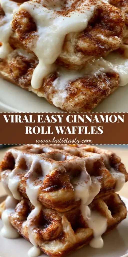 Cinnamon Waffles with Caramelized Sugar Swirl and Cream Cheese Glaze 4 A towering stack of two thick Belgian cinnamon waffles on a matte ceramic plate, featuring bubbling caramelized sugar swirls and a thick white cream cheese glaze mid-drip.