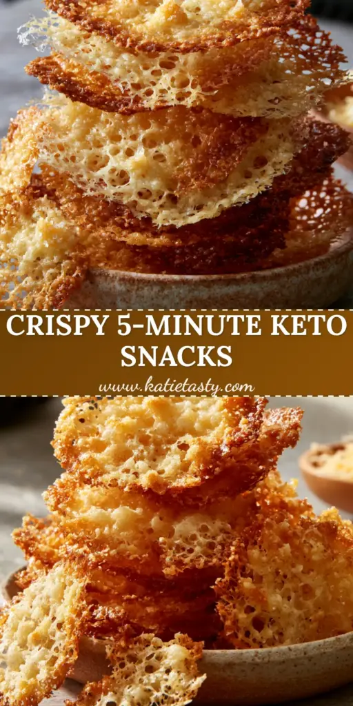Parmesan Crisps Recipe: How to Make Lacy Air Fryer Cheese Crisps 3 A tall stack of lacy, golden-brown parmesan crisps in a rustic ceramic bowl. (Parmesan crisps recipe)