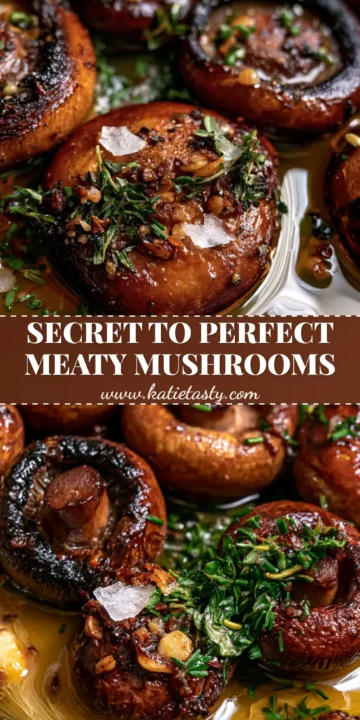 Mushroom recipes: The Ultimate Garlic Butter Pan-Seared Cremini Mushrooms 4 Close up of seared cremini mushrooms in a cast iron skillet with garlic butter and herbs. (Mushroom recipes)