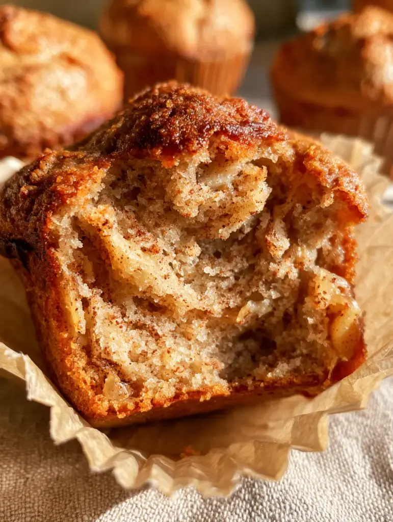 Paleo Banana Bread Muffins: The Ultimate Moist and Craggy Recipe 2 Macro eye-level shot of a single paleo banana bread muffin pulled open to reveal a steaming, moist almond flour crumb with cinnamon flecks.