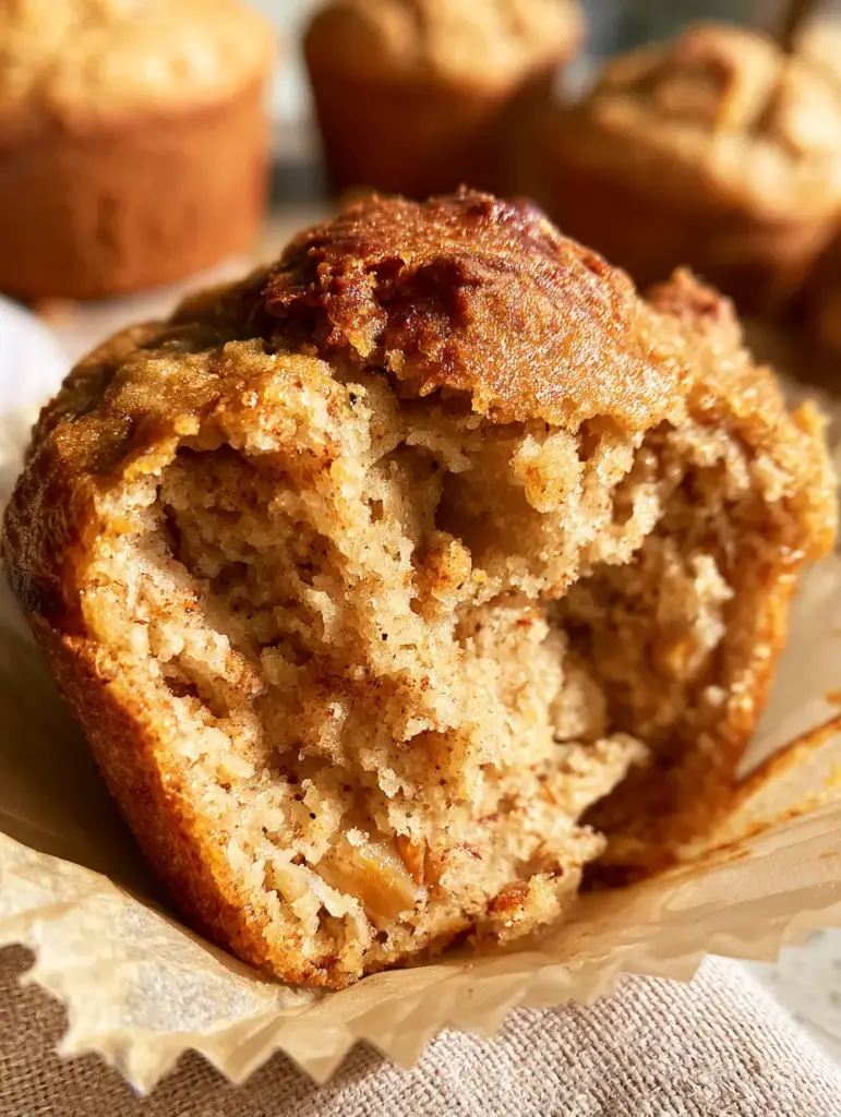 Paleo Banana Bread Muffins: The Ultimate Moist and Craggy Recipe 1 A rustic paleo banana bread muffin in a brown parchment liner with warm morning sunlight highlighting the craggy, golden-brown dome.