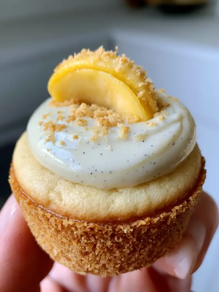 Close-up of the textured Nilla Wafer crust and soft-baked cookie body of the Banana Pudding Cookie Muffin.