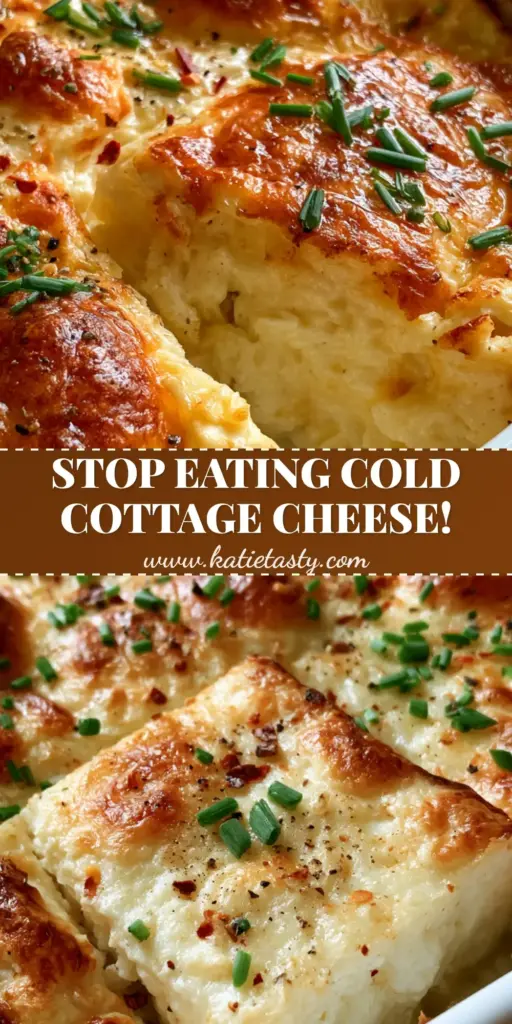 Cottage Cheese Bake: The Ultimate High-Protein Savory Soufflé 4 A gourmet Cottage Cheese Bake in a white ceramic dish with golden-brown mozzarella crust and fresh chives.