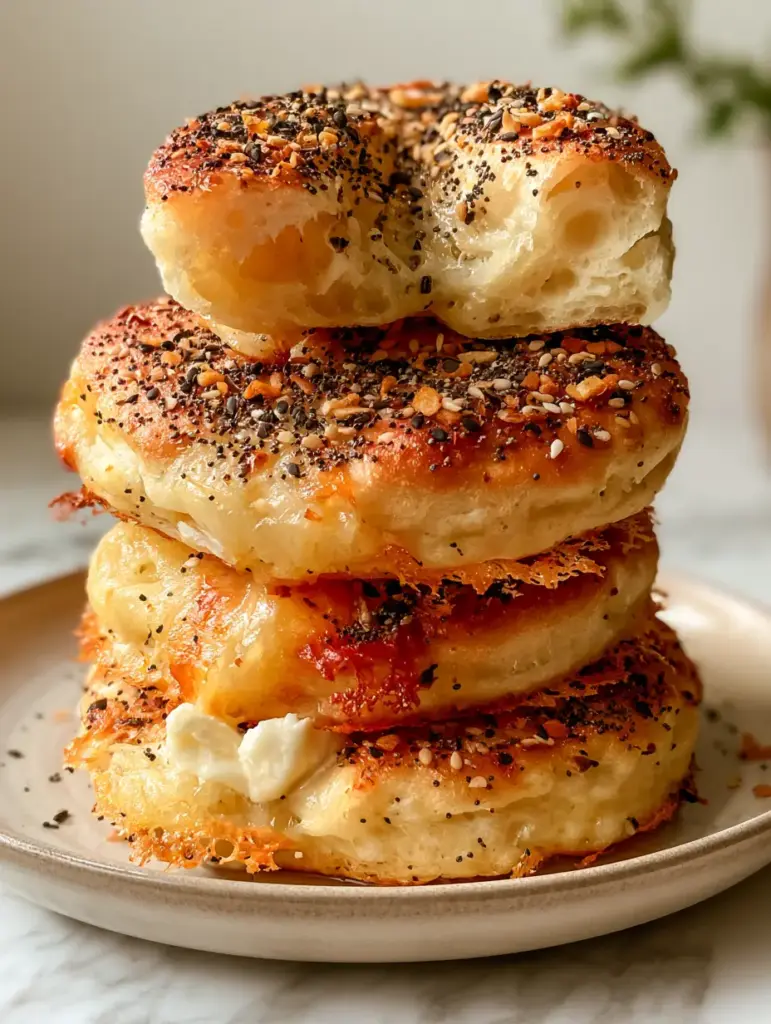 Cottage Cheese Flagels: The Ultimate High-Protein Everything Bagel Alternative 2 Close up of Cottage Cheese Flagels showing the airy crumb and steam rising from the warm toasted dough.