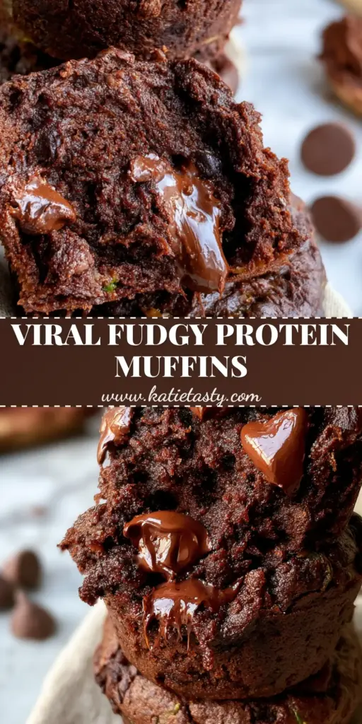 A stack of three Chocolate Zucchini Protein Muffins on a linen napkin, showing a fudgy interior and molten chocolate chips.