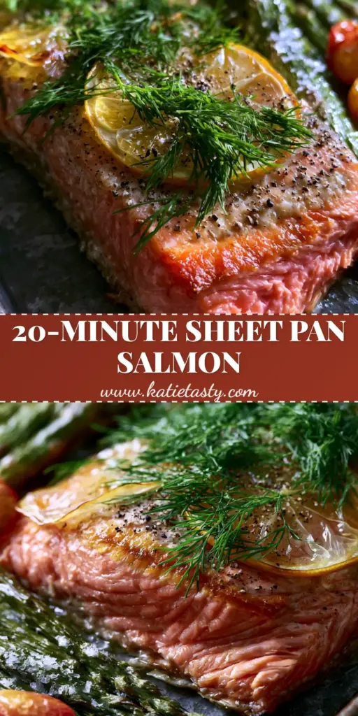 Baked Salmon with Lemon and Dill: The Ultimate Sheet Pan Seafood Dinner 4 A top-down macro shot of baked salmon with lemon and dill on a dark grey sheet pan with blistered asparagus and tomatoes.