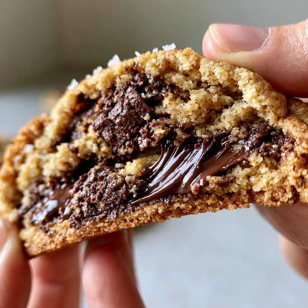 Chocolate Chip Cookie Recipe: The Secret to Gooey Centers and Crispy Edges 2 Close-up handheld photo of a warm chocolate chip cookie being pulled apart with stretching chocolate. (chocolate chip cookie recipe)