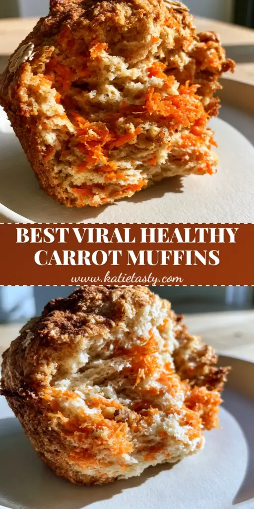 A close-up view of a steaming carrot muffin broken in half, showing grated orange carrots and walnuts on a white plate. (carrot muffins)