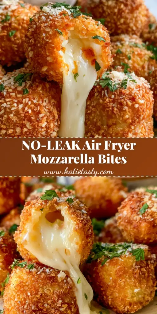 Air Fryer Mozzarella Bites: The Secret to a Perfectly Crispy, Gooey Cheese Pull 4 A close-up handheld photo of a platter of golden-brown Air Fryer Mozzarella Bites with one split open to show a perfect cheese pull.
