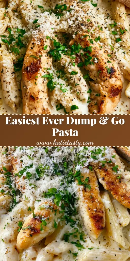 A high-angle shot of creamy Crockpot Chicken Pasta in a ceramic bowl, topped with a snowfall of parmesan and seared chicken strips with grill marks.