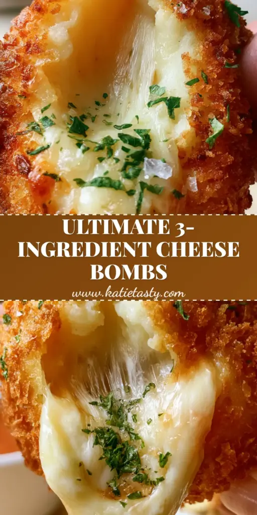 A close-up of a crispy golden-brown Potato Cheese Bomb pulled apart to show a thick, stretchy mozzarella cheese pull with steam rising.