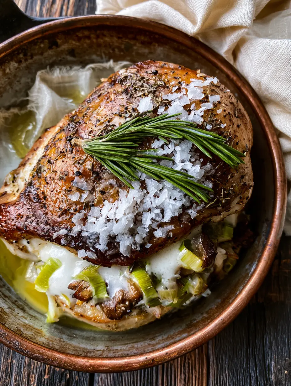 Close-up of golden-brown roasted chicken skin with visible black pepper and thyme specks. (The Farm Table cookbook)