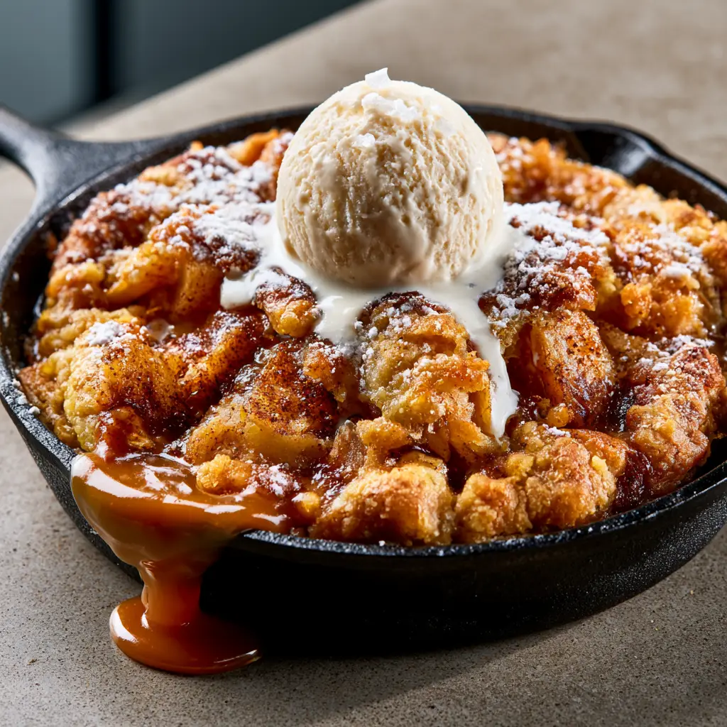Close up of caramelized cinnamon apple slices inside a stupid pie with a flaky crust edge.