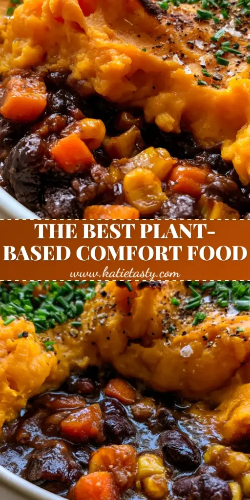 Black Bean Sweet Potato Shepherd's Pie (The Ultimate Healthy Comfort Food) 3 A close up scoop of black bean sweet potato shepherd's pie showing the glossy bean filling and charred sweet potato peaks.