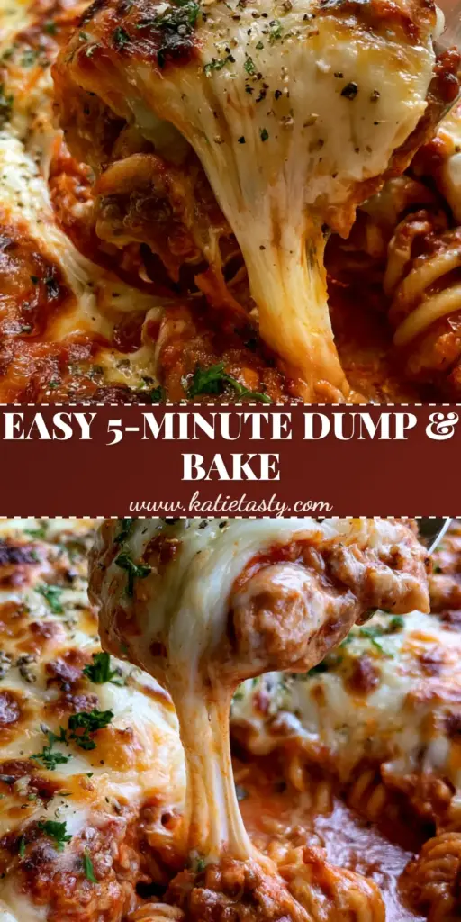 Casserole with Ground Beef and Cheesy Rotini in Tomato Cream Sauce 3 A bubbling ground beef and rotini pasta casserole topped with golden-brown melted cheddar and mozzarella cheese in a rustic dish.