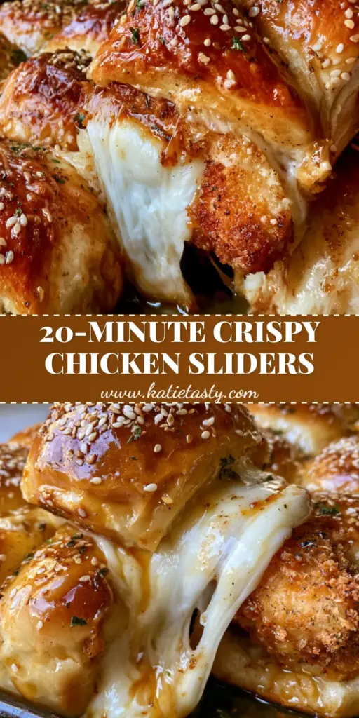 A pull-apart Hawaiian roll chicken tender slider showing a dramatic mozzarella cheese stretch and a glossy garlic butter glaze. (chicken tender sliders)