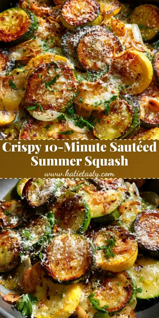 Sauteed Zucchini and Squash with Garlic and Parmesan 3 A top-down view of a rustic skillet containing perfectly seared Sauteed Zucchini and Squash with melted parmesan and parsley.