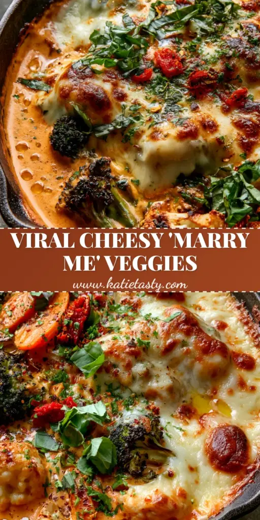 Cheesy Marry Me Roasted Vegetable Medley: The Ultimate Flavor Bomb 4 A bubbling cast iron skillet of Cheesy Marry Me Roasted Vegetable Medley with charred broccoli, cauliflower, and toasted mozzarella.