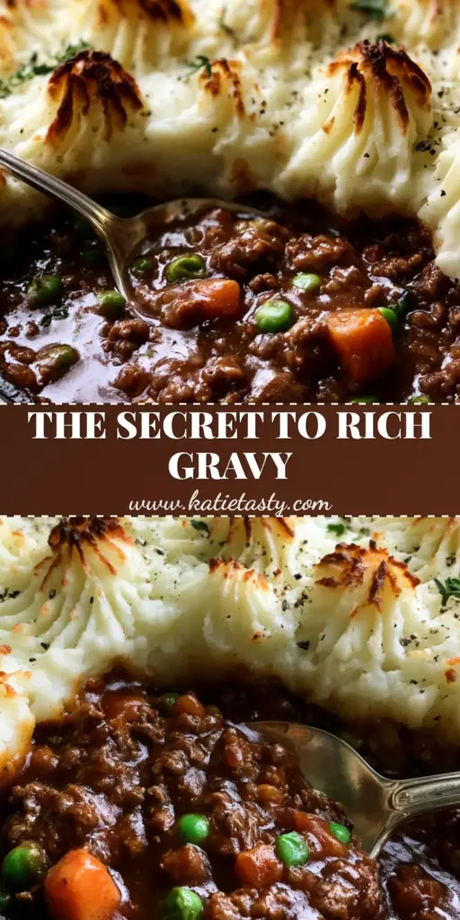 A rustic cast iron skillet filled with Shepherd's Pie featuring a mahogany beef gravy and toasted golden potato peaks.
