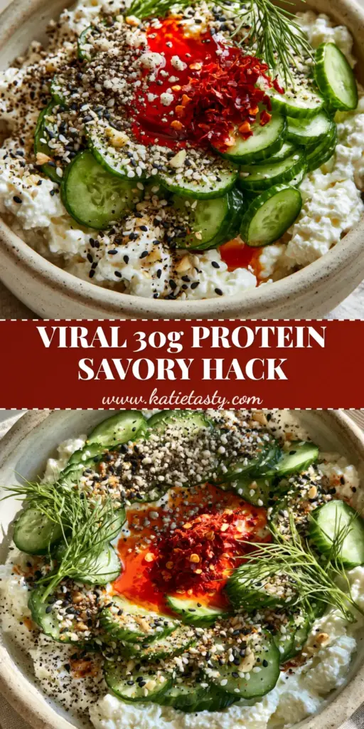 Cottage Cheese with Cucumbers: The Ultimate High-Protein Savory Bowl 4 A savory high-protein bowl of cottage cheese with cucumbers, topped with chili oil and bagel seasoning. (cottage cheese with cucumbers)