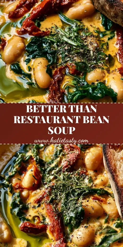 Tuscan White Bean Soup: Creamy, Hearty, and Ready in 30 Minutes 4 A rustic dark-gray bowl of Tuscan White Bean Soup with kale ribbons and sun-dried tomatoes, served with charred sourdough bread.
