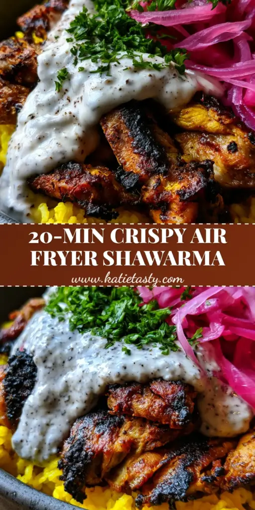 A close-up shot of a chicken shawarma bowl featuring charred chicken, turmeric rice, and pink pickled turnips on a charcoal plate.